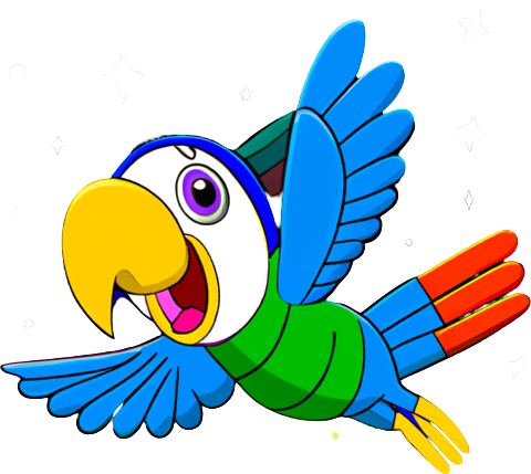 A small parrot with blue feathers, red tail, green body and golden beak